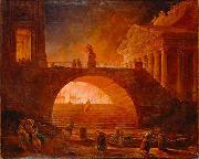 Hubert Robert The Fire of Rome Spain oil painting artist